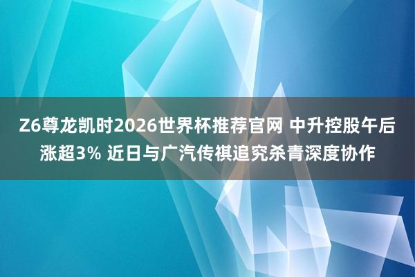 Z6尊龙凯时2026世界杯推荐官网 中升控股午后涨超3% 近日与广汽传祺追究杀青深度协作