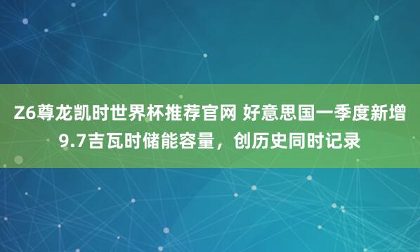 Z6尊龙凯时世界杯推荐官网 好意思国一季度新增9.7吉瓦时储能容量，创历史同时记录