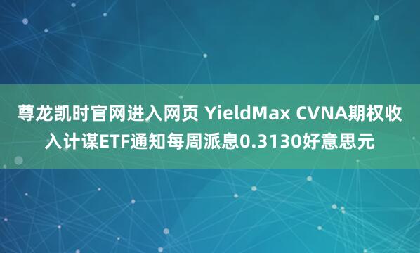 尊龙凯时官网进入网页 YieldMax CVNA期权收入计谋ETF通知每周派息0.3130好意思元