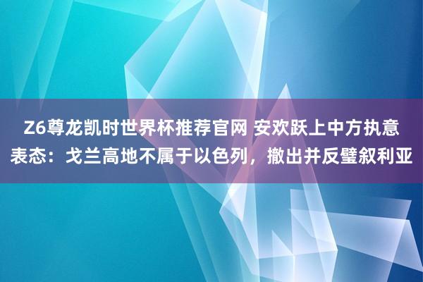 Z6尊龙凯时世界杯推荐官网 安欢跃上中方执意表态：戈兰高地不属于以色列，撤出并反璧叙利亚