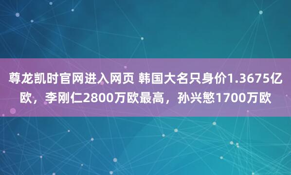 尊龙凯时官网进入网页 韩国大名只身价1.3675亿欧,李刚仁2800万欧最高,孙兴慜1700万欧