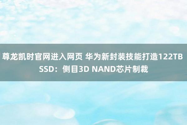 尊龙凯时官网进入网页 华为新封装技能打造122TB SSD：侧目3D NAND芯片制裁