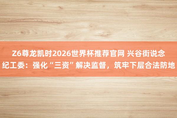 Z6尊龙凯时2026世界杯推荐官网 兴谷街说念纪工委：强化“三资”解决监督，筑牢下层合法防地