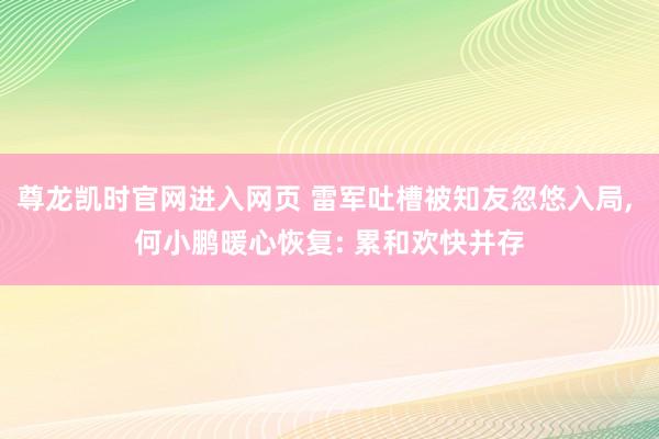 尊龙凯时官网进入网页 雷军吐槽被知友忽悠入局， 何小鹏暖心恢复: 累和欢快并存