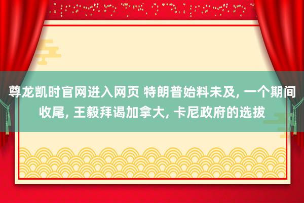 尊龙凯时官网进入网页 特朗普始料未及， 一个期间收尾， 王毅拜谒加拿大， 卡尼政府的选拔