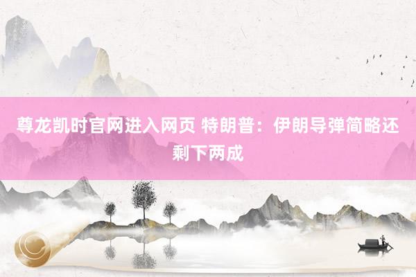 尊龙凯时官网进入网页 特朗普:伊朗导弹简略还剩下两成