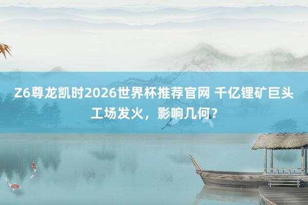 Z6尊龙凯时2026世界杯推荐官网 千亿锂矿巨头工场发火,影响几何?
