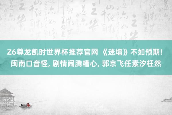 Z6尊龙凯时世界杯推荐官网 《迷墙》不如预期! 闽南口音怪， 剧情闹腾糟心， 郭京飞任素汐枉然