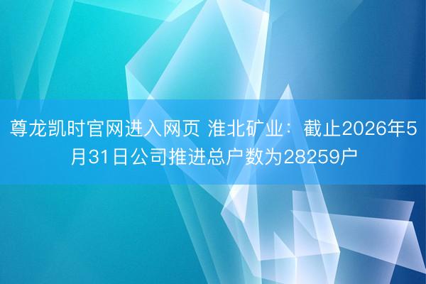 尊龙凯时官网进入网页 淮北矿业：截止2026年5月31日公司推进总户数为28259户
