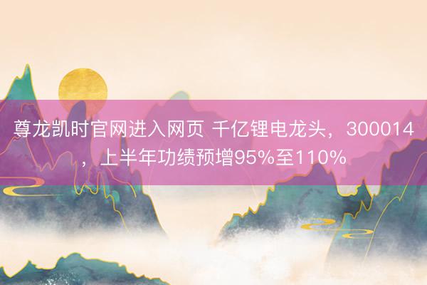 尊龙凯时官网进入网页 千亿锂电龙头，300014，上半年功绩预增95%至110%