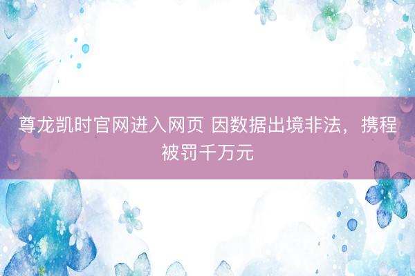 尊龙凯时官网进入网页 因数据出境非法，携程被罚千万元
