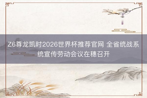 Z6尊龙凯时2026世界杯推荐官网 全省统战系统宣传劳动会议在穗召开