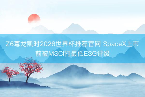 Z6尊龙凯时2026世界杯推荐官网 SpaceX上市前被MSCI打最低ESG评级